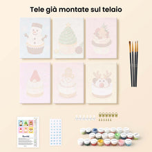 Carica l'immagine nel visualizzatore di Gallery, Mini Set Dipingere con i numeri 15x20cm (6 pezzi) - Cupcake di Natale