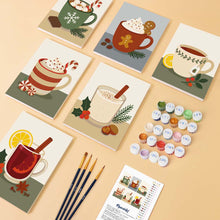 Carica l'immagine nel visualizzatore di Gallery, Mini Set Dipingere con i numeri 15x20cm (6 pezzi) - Bevande Calde Invernali