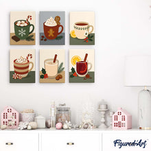 Carica l'immagine nel visualizzatore di Gallery, Mini Set Dipingere con i numeri 15x20cm (6 pezzi) - Bevande Calde Invernali
