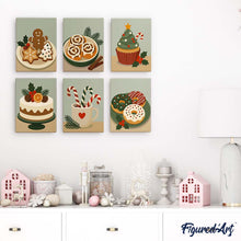 Carica l'immagine nel visualizzatore di Gallery, Mini Set Dipingere con i numeri 15x20cm (6 pezzi) - Dolci di Natale