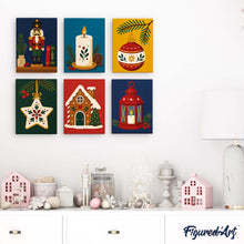 Carica l'immagine nel visualizzatore di Gallery, Mini Set Dipingere con i numeri 15x20cm (6 pezzi) - Tradizioni di Natale