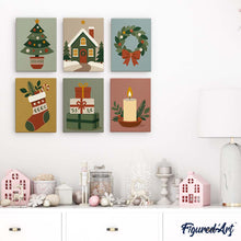 Carica l'immagine nel visualizzatore di Gallery, Mini Set Dipingere con i numeri 15x20cm (6 pezzi) - Collezione di Decorazioni Natalizie