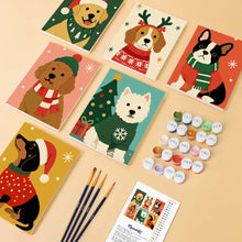 Carica l'immagine nel visualizzatore di Gallery, Mini Set Dipingere con i numeri 15x20cm (6 pezzi) - Cuccioli di Natale