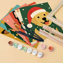 Carica l'immagine nel visualizzatore di Gallery, Mini Set Dipingere con i numeri 15x20cm (6 pezzi) - Cuccioli di Natale