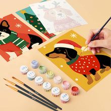 Carica l'immagine nel visualizzatore di Gallery, Mini Set Dipingere con i numeri 15x20cm (6 pezzi) - Cuccioli di Natale