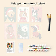Carica l'immagine nel visualizzatore di Gallery, Mini Set Dipingere con i numeri 15x20cm (6 pezzi) - Cuccioli di Natale