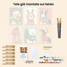 Carica l'immagine nel visualizzatore di Gallery, Mini Set Dipingere con i numeri 15x20cm (6 pezzi) - Cuccioli di Natale