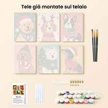 Carica l'immagine nel visualizzatore di Gallery, Mini Set Dipingere con i numeri 15x20cm (6 pezzi) - Cuccioli di Natale