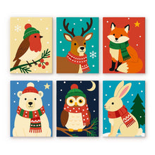 Carica l'immagine nel visualizzatore di Gallery, Mini Set Dipingere con i numeri 15x20cm (6 pezzi) - Abitanti del bosco a Natale Figured'Art