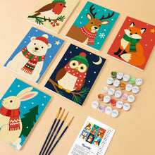Carica l'immagine nel visualizzatore di Gallery, Mini Set Dipingere con i numeri 15x20cm (6 pezzi) - Abitanti del bosco a Natale