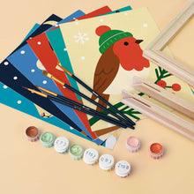 Carica l'immagine nel visualizzatore di Gallery, Mini Set Dipingere con i numeri 15x20cm (6 pezzi) - Abitanti del bosco a Natale