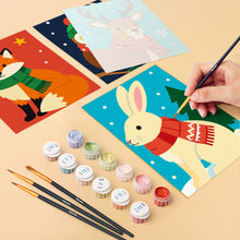 Carica l'immagine nel visualizzatore di Gallery, Mini Set Dipingere con i numeri 15x20cm (6 pezzi) - Abitanti del bosco a Natale