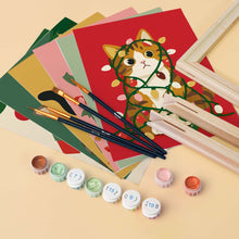 Carica l'immagine nel visualizzatore di Gallery, Mini Set Dipingere con i numeri 15x20cm (6 pezzi) - Gattini e decorazioni natalizie