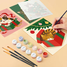 Carica l'immagine nel visualizzatore di Gallery, Mini Set Dipingere con i numeri 15x20cm (6 pezzi) - Gattini e decorazioni natalizie