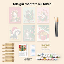Carica l'immagine nel visualizzatore di Gallery, Mini Set Dipingere con i numeri 15x20cm (6 pezzi) - Gattini e decorazioni natalizie