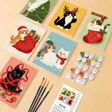 Carica l'immagine nel visualizzatore di Gallery, Mini Set Dipingere con i numeri 15x20cm (6 pezzi) - Gattini e avventure natalizie