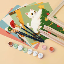 Carica l'immagine nel visualizzatore di Gallery, Mini Set Dipingere con i numeri 15x20cm (6 pezzi) - Gattini e avventure natalizie