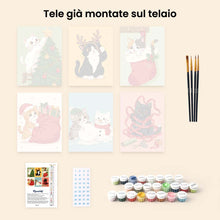 Carica l'immagine nel visualizzatore di Gallery, Mini Set Dipingere con i numeri 15x20cm (6 pezzi) - Gattini e avventure natalizie