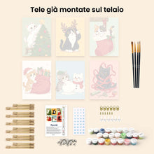 Carica l'immagine nel visualizzatore di Gallery, Mini Set Dipingere con i numeri 15x20cm (6 pezzi) - Gattini e avventure natalizie