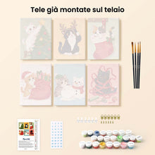 Carica l'immagine nel visualizzatore di Gallery, Mini Set Dipingere con i numeri 15x20cm (6 pezzi) - Gattini e avventure natalizie