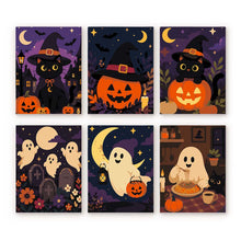 Carica l'immagine nel visualizzatore di Gallery, Mini Set Dipingere con i numeri 15x20cm (6 pezzi) - Amici della Notte di Halloween Figured'Art