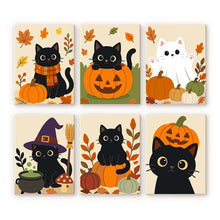 Carica l'immagine nel visualizzatore di Gallery, Mini Set Dipingere con i numeri 15x20cm (6 pezzi) - Gatto della Notte Stregata Figured'Art