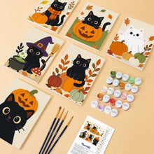 Carica l'immagine nel visualizzatore di Gallery, Mini Set Dipingere con i numeri 15x20cm (6 pezzi) - Gatto della Notte Stregata