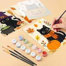 Carica l'immagine nel visualizzatore di Gallery, Mini Set Dipingere con i numeri 15x20cm (6 pezzi) - Gatto della Notte Stregata