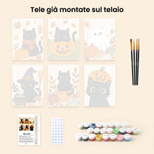 Carica l'immagine nel visualizzatore di Gallery, Mini Set Dipingere con i numeri 15x20cm (6 pezzi) - Gatto della Notte Stregata