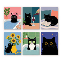 Carica l'immagine nel visualizzatore di Gallery, Mini Set Dipingere con i numeri 15x20cm (6 pezzi) - Giorni da Gatto Figured'Art