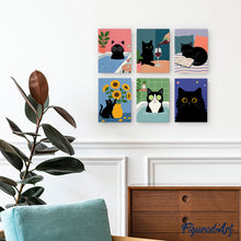 Carica l'immagine nel visualizzatore di Gallery, Mini Set Dipingere con i numeri 15x20cm (6 pezzi) - Giorni da Gatto