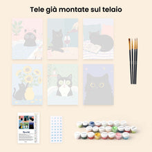 Carica l'immagine nel visualizzatore di Gallery, Mini Set Dipingere con i numeri 15x20cm (6 pezzi) - Giorni da Gatto