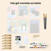 Carica l'immagine nel visualizzatore di Gallery, Mini Set Dipingere con i numeri 15x20cm (6 pezzi) - Giorni da Gatto