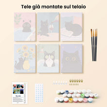 Carica l'immagine nel visualizzatore di Gallery, Mini Set Dipingere con i numeri 15x20cm (6 pezzi) - Giorni da Gatto