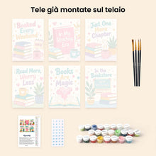Carica l'immagine nel visualizzatore di Gallery, Mini Set Dipingere con i numeri 15x20cm (6 pezzi) - Amante dei Libri Mood