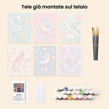 Carica l'immagine nel visualizzatore di Gallery, Mini Set Dipingere con i numeri 15x20cm (6 pezzi) - Fiori e Canto degli Uccelli