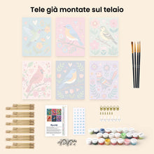 Carica l'immagine nel visualizzatore di Gallery, Mini Set Dipingere con i numeri 15x20cm (6 pezzi) - Fiori e Canto degli Uccelli