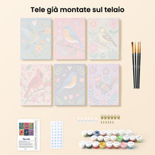 Carica l'immagine nel visualizzatore di Gallery, Mini Set Dipingere con i numeri 15x20cm (6 pezzi) - Fiori e Canto degli Uccelli