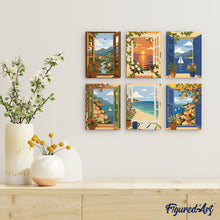 Carica l'immagine nel visualizzatore di Gallery, Mini Set Dipingere con i numeri 15x20cm (6 pezzi) - Finestre sull'Oceano