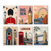 Carica l'immagine nel visualizzatore di Gallery, Mini Set Dipingere con i numeri 15x20cm (6 pezzi) - Cartoline da Londra Figured'Art