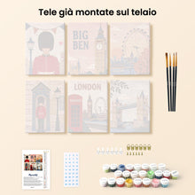 Carica l'immagine nel visualizzatore di Gallery, Mini Set Dipingere con i numeri 15x20cm (6 pezzi) - Cartoline da Londra