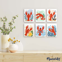 Carica l'immagine nel visualizzatore di Gallery, Mini Set Dipingere con i numeri 15x20cm (6 pezzi) - Collezione Aragosta Costiera