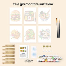 Carica l'immagine nel visualizzatore di Gallery, Mini Set Dipingere con i numeri 15x20cm (6 pezzi) - Set Cibo Sfizioso