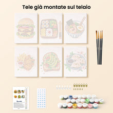 Carica l'immagine nel visualizzatore di Gallery, Mini Set Dipingere con i numeri 15x20cm (6 pezzi) - Set Cibo Sfizioso
