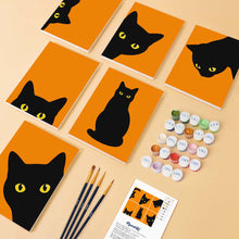Carica l'immagine nel visualizzatore di Gallery, Mini Set Dipingere con i numeri 15x20cm (6 pezzi) - Gatto Nero che fa cucù