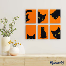 Carica l'immagine nel visualizzatore di Gallery, Mini Set Dipingere con i numeri 15x20cm (6 pezzi) - Gatto Nero che fa cucù