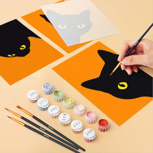 Carica l'immagine nel visualizzatore di Gallery, Mini Set Dipingere con i numeri 15x20cm (6 pezzi) - Gatto Nero che fa cucù