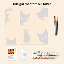 Carica l'immagine nel visualizzatore di Gallery, Mini Set Dipingere con i numeri 15x20cm (6 pezzi) - Gatto Nero che fa cucù