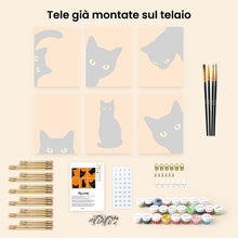 Carica l'immagine nel visualizzatore di Gallery, Mini Set Dipingere con i numeri 15x20cm (6 pezzi) - Gatto Nero che fa cucù