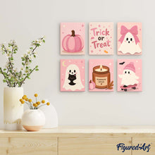 Carica l'immagine nel visualizzatore di Gallery, Mini Set Dipingere con i numeri 15x20cm (6 pezzi) - Dolce Halloween Rosa